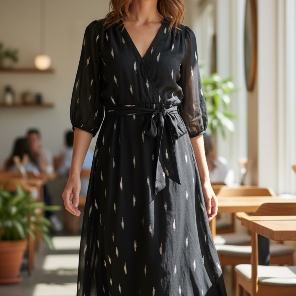 Vince Camuto Black Wrap Dress